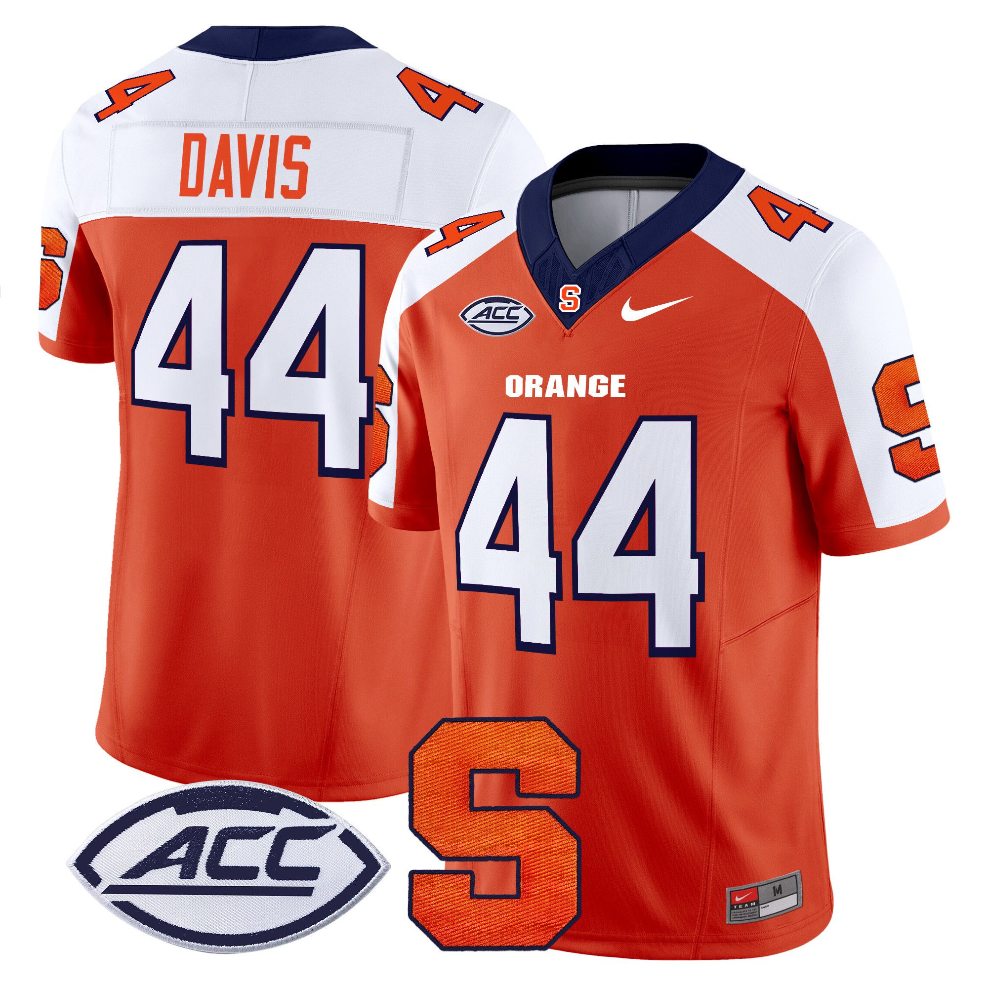 Men Syracuse Orange #44 Davis Orange Nike 2024 Vapor Limited NCAA Jersey->ncaa teams->NCAA Jersey